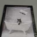 Framed Black Cat Bathroom Decor Funny Animal Bathroom Wall Art Black and White Canvas Print Artwork for Wall (10"L x 8"W, JJ002)