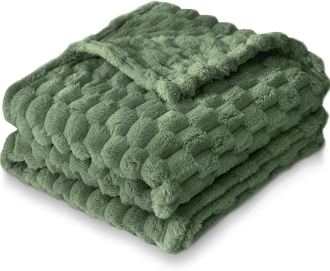 HOMRITAR Baby Blanket for Boys Girls 3D Flannel Fleece Fluffy Blankets for Baby Soft Plush Breathable Bed Blanket for All Season Toddler Infant or Newborn (30 x 40 Inch, Olive Green)