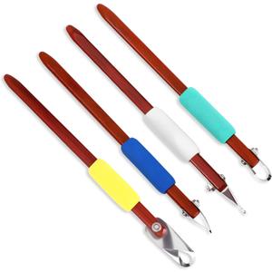 Lanties 4 Pcs Pottery Carving Tool Set Sculpture Scraper Craft Modelling Tools Red Pear Wood Texture Handle with Stainless Steel Blade for Clay Carving, Ceramic Sculpting, Graffito, Relief Fluting