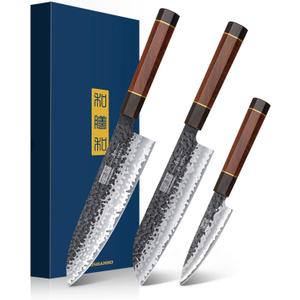 3 Pieces Knife Set, Professional High Carbon Steel Kitchen Knives Set, Ultra Sharp Japanese Chef Knife Set with Ergonomic Handle & Gift Box