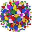 Tatuo 600 Pieces Glitter Foam Stickers Adhesive Hearts Foam Star Stickers Valentines Day for Arts Craft, Greeting Cards, Scrapbook Decoration (Glitter and Star)