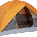 Amazon Basics Dome Camping Tent with Easy Setup for Hiking and Backpacking, Portable Two-Person, Rainfly and Carry Bag, Orange and Grey, 2 Person