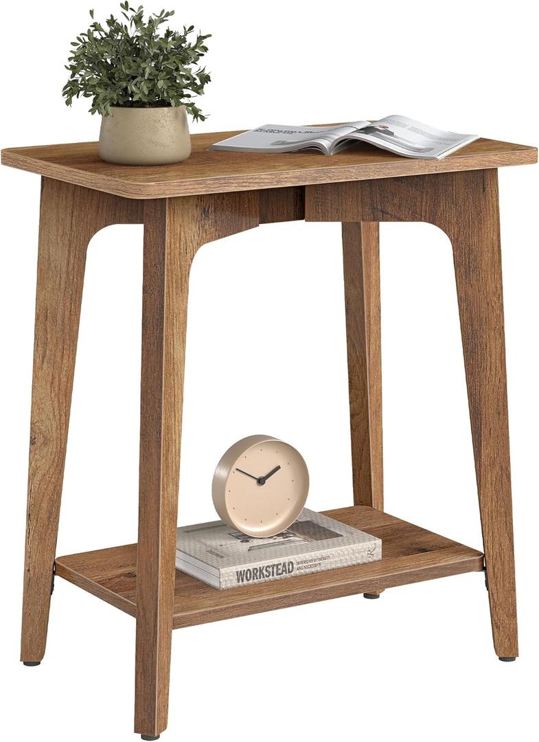 VASAGLE MAEZO Collection - Side Table, 2-Tier Small Rectangular End Table, 11.8 x 18.9 x 21.8 Inches, Nightstand with Tapered Legs, Curved Transitions, for Small Spaces, Honey Brown ULET332K01