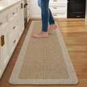 Kitchen Mat Non Slip, Washable Kitchen Rugs, Absorbent Kitchen Mats for Floor, Rubber Backing Soft Standing Floor Mat Runner Rug for Front of Sink, Easy to Clean and Maintain, Brown 17"x59"