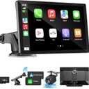 Wireless Apple Carplay Screen for Car 4K Dash Cam, 9" Portable Apple Carplay & Android Auto Car Stereo, with 1080p Backup Camera, GPS Navigation/Mirror Link/Voice Control/Bluetooth (Black)