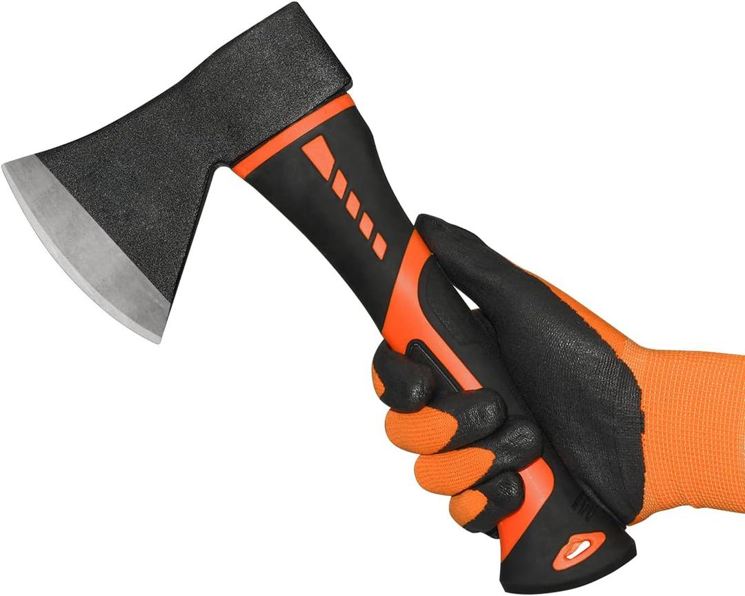 Chopping Axe,10Camping Outdoor Hatchet for Wood Splitting and Kindling, Forged Carbon Steel Heat Treated Hand Maul Tool, PP+TPR Handle Shock Reduction Handle with Anti-Slip Grip