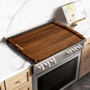 Noodle Board Stove Cover - Stove Top Covers with Handles for Gas Electric Stove - Wooden Range Covers Protector for Stovetop Sink Oven RV Serving Tray - 29.3"x22" (Brown)