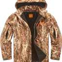 NEW VIEW Insulated Hunting Jacket for Men Cold Weather, Warm Camo Hunting Jackets with Hood, Water Resistant Hunting Clothes XL