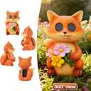 Garden Statues Fox with Solar Moving LED Eyes Outdoor Animal Figurines Decorations for Patio Yard Lawn Ornaments Gifts for Birthday Easter Housewarming (Fox)