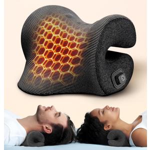 3s Heated Neck Stretcher for Pain Relief, Graphene Heating Pad, Odorless Neck Cloud Cervical Traction Device Chiropractic Pillow for Shoulder, Christmas Gifts for Women, Men, Mom, Dad (Black)