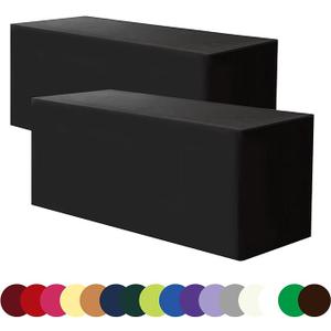 4 Pack Black 6FT Tablecloth Fitted Table Covers for 6 Foot Rectangle Tables - Water Resistant Washable Fabric Polyester Table Clothes for Parties, Trade Show