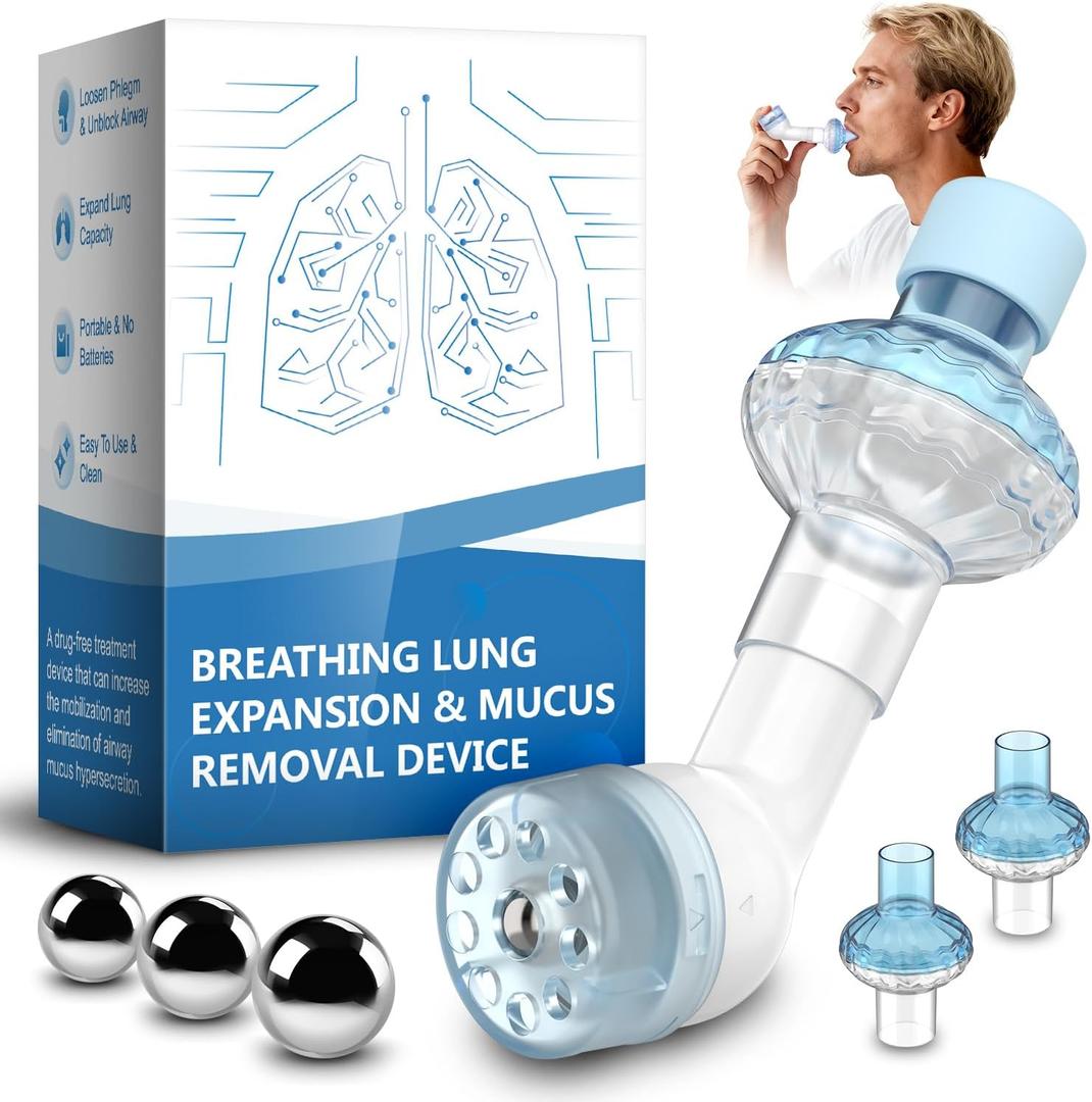 Flutter Valve, Non-Measuring Exerciser, FSA & HSA Eligible Portable Breathing Exercise Device for Lungs, Breathing Trainer with 2 Filters to Develop Respiratory Muscles and Mucus Clearance
