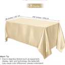 TURSTIN 8 Packs Champagne Satin Tablecloth 102 x 58 Inch Overlay Satin Table Cover Rectangle Bright Silk Tablecloth Smooth Fabric Table Decoration for Wedding Banquet Party Events