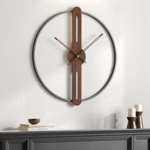 Cuspin 20 Inch Wall Clock Battery Operated for Living Room Decor, Modern Minimalist Wood Wall Clock Silent Non Ticking Metal Frame Decorative Clock for Office, Bedroom, Kitchen