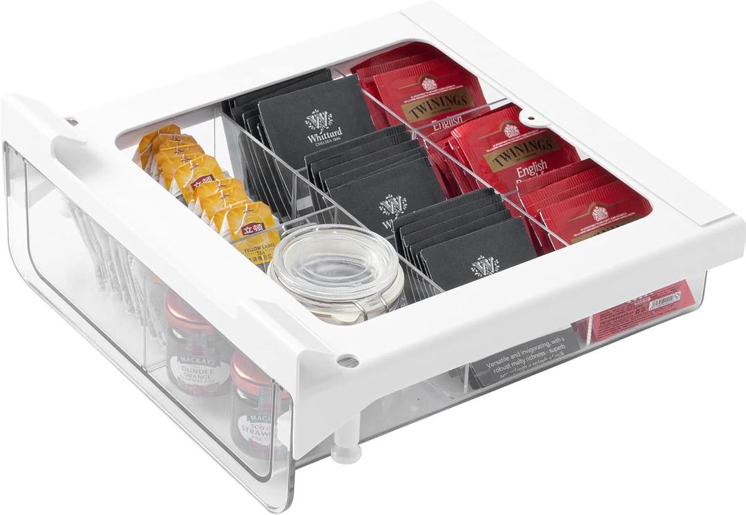 Vacane Compact-depth Under Shelf Basket Organizer, Under Shelf Storage Drawer Pull Out, Under Cabinet Basket Hanging Holder for Cupboard Cabinet Pantry Kitchen, Add-on Space Saver