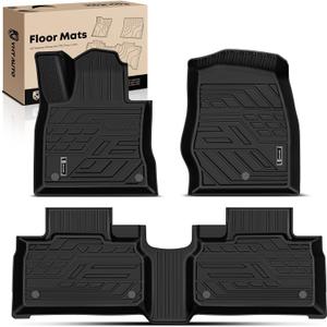 YHTAUTO Floor Mats Fit 2020-2025 Ford Explorer, TPE All Weather Car Mats Waterproof Anti-Slip Odorless Floor Liner, Interior Car Accessories Front & 2nd Row Liner