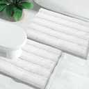 Yimobra Washable Bathroom Rugs Sets 2 Piece, Non Slip and Absorbent Toilet Mat, Quick Dry, Luxury Microfiber Chenille Plush Fluffy Contour Bath Rugs for Toilet Base (White, 17" x 24"+20" x 24.4")