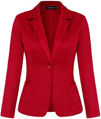 MINTLIMIT Women Long Sleeve Button Blazers Work Casual Office Notch Lapel Business Open Front Blazer Jacket with Pockets , size small
