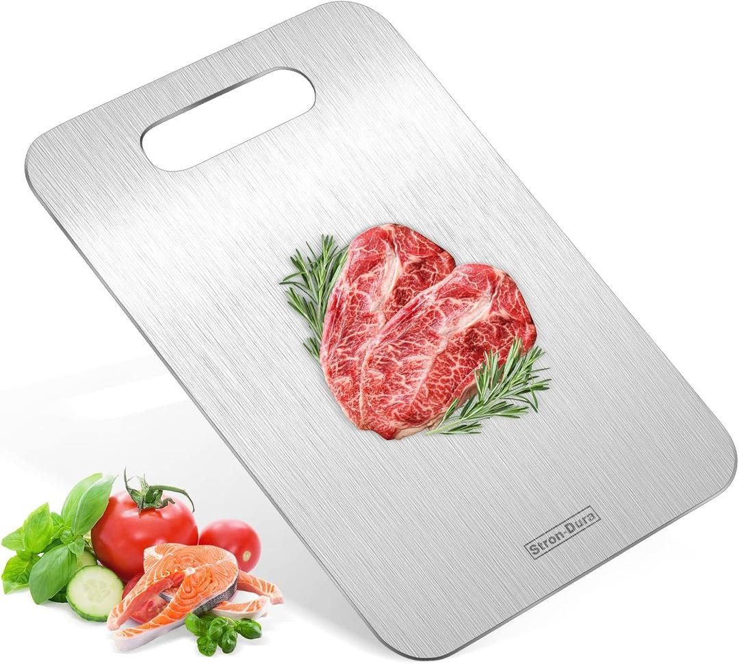 Cutting Board, Cutting Boards for Kitchen, Titanium Cutting Board, Foodgrade Stainless Steel Cutting Board for Meat,Fruit, Vegetables, Outdoor or Indoor, M 13.4" * 9"