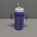 Tabor Place Glass Sippy Cup for Toddlers - The Luca | Spill-proof | Silicone Straw | Indigo Purple | 8 oz | Liquids Never Touch Plastic | Removable Handles