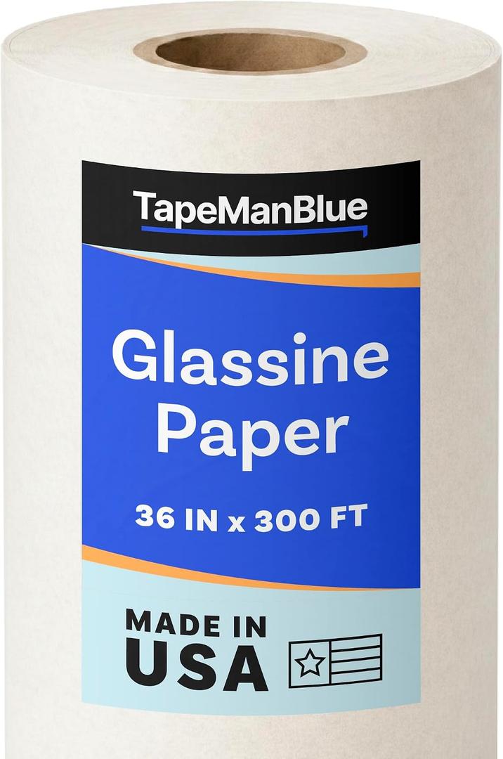 Glassine Paper Roll, 36 inch x 300 ft (100 yds), Made in USA, Archival Acid Free Paper for Storage, Artwork, Protection, Baking, Food Packaging and Wrapping, 25 lb Glassine Roll, White