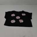 Baseball Shirts Women Baseball Mom Shirt Sparkle Baseball Sequin Graphic Tee Game Day Gift Casual Short Sleeve Crop Tops (Medium, Black)