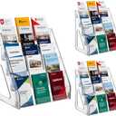 YEXEXINM 3 Pack 5 Tier Brochure Holder 12x13 Inch Acrylic Literature Display Stand Holds 3 Brochures in One Row Clear Pamphlet Holder Display Stand for Flyers Booklets Table Signs Office Home Store