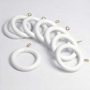 White Wooden Curtain Rod Rings | 2.5 Inch with Hooks & Hangers | Durable & Elegant Home Decor Upgrade for Living Room, Bedroom & Bathroom | Classic White Finish (1.75 INCH INNER DIA.)