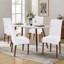 Smiry Velvet Stretch Dining Room Chair Covers Set of 2, Soft Removable Washable Chair Slipcovers Kitchen Parsons Chair Protector, Raw White