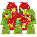 Funny Christmas Drawstring Gift Bags, 10 PCS Xmas Gift Bags 4 Sizes Bulk, Large Medium Small Holiday Gift Bag, Cloth Wrapping Bag for Xmas Presents Party Favors, White Elephant Gifts Stocking Stuffer