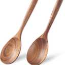 Wooden Cooking Spoons, 2 PCS Large Wooden Spoons for Cooking Natural Wood Spoons Heat Resistant Non Stick for Mixing, Baking, Serving and Stirring