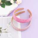 Chanaco Headbands for Girls 4-6 2Pcs Solid Girls Hairbands 6-8 Glitter Pink Rhinestones Head Bands for Womens Hair Colorful Cute Hair Accessories for Girl 8-12 Hot Pink
