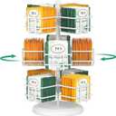 EsLuker.ly Tea Bag Holder Organizer for Counter 3 Tier Metal Tea Bag Storage Rack, Spinning Carousel Tea Packet Display Stand, Tea Organizer Station with Easy Access for Kitchen Office, White