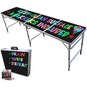 PARTYPONG PartyTable 8 Foot or 4 Foot Portable Folding Adjustable Table w/Erasable Surface - Perfect for Art, Classrooms, Birthday Parties, Picnics, BBQs & More!