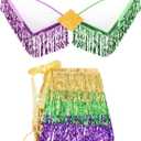 Hying Mardi Gras Costume Accessory Fat Tuesday Fairy Wings Sequin Costume Wings Skirts Outfits for Women Carnival Party (Style 1: Tricolor Set)