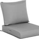 BPS 21 x 21 Inch Outdoor Chair Cushion Set, Fade-Resistant and Water-Resistant Solution-Dyed Polyester Fabric Patio Deep Seat Cushion with Removable Cover and Straps for Outdoor/Indoor Use