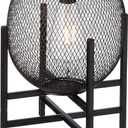 Outdoor Solar Powered Lantern Black Mesh Sphere Solar Light with Stand Waterproof Modern Decorative Warm Yellow Solar Lantern for Patio/ Garden/ Deck