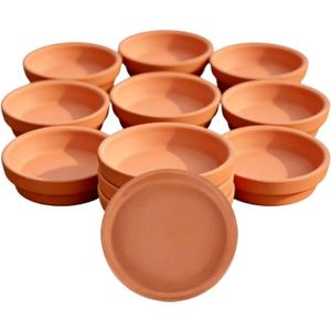 12Pcs Terracotta Plant Saucer 3.5 Inch Round Terra Cotta Planter Saucers Small Clay Trays Perfect Flower Pot Tray Holders Without Drainage for 2 Inch 2.5 Inch Flower Pots