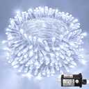250 LED White Christmas Lights Outdoor, 82ft 8 Modes White Christmas String Lights Clear Wire, Plug in Twinkle Fairy Lights for Bedroom Wedding Christmas Tree Decorations