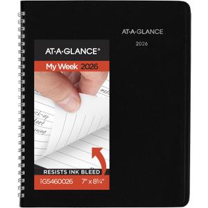 AT-A-GLANCE 2026 Planner, Weekly & Monthly, 7" x 8.75", Medium, Executive, DayMinder, Black (G5460026)