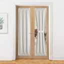 NICETOWN French Door Curtains, Thermal Insulated Farmhouse 100% Blackout Curtain for Glass Window, Kitchen Patio Doors for Privacy, 25 x 72 Inches Long, 1 Panel with Tieback, Ivory White