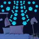 127 Glow in The Dark Dog Paw Stickers Luminous Removable Vinyl Wall Decals for Kids Nursery Bedroom(Blue Light)