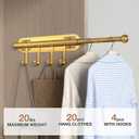 12" Valet Rod for Closet Pull Out (1 Pack, Gold)