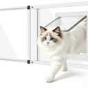 Unbreakable PC Cat Door for Window – 100% Polycarbonate | No Metal Frame & Glass | Fits 32"-37" Width Window, 1-Min Install, Adjustable Window Cat Door Insert with 4 Locking Models