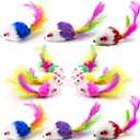 VOVIGGOL Cat Mice Toys for Indoor Cats 12PCS, 5 Color Variety Mouse Cat Toy for Cats, Furry Cat Toy Mice Rattle Small Mouse Kitten Interactive Play