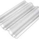 Stainless Steel French Baguette Bread Pan, Perforated Loaf Pans for Baking 15"x10", 3 Waves Toaster Oven Baking Tray (1 Pack)