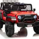 24V Ride on Car for Kids, 2 Seater Electric Truck with Parent Remote Control, Spring Suspension, 2 Speeds, LED Headlight & Music Player, Kids Electric Vehicle for Aged 3-8 Years, Red, 47.2 inches x 31.5 inches x 29 inches