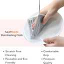 2 x Non Scratch Wire Dishwashing Rag, 8 Pack Double Layer Reusable Wire Dishcloth, Silver Mesh Metal Cleaning Cloth for Pots, Pans, Sink, Steel Cookware, Wet & Dry Cleaning
