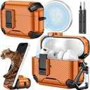 Inesore for AirPods Pro 3 Case (2025) with Phone Stand & Cleaning Kit,Compatible with Magsafe,Magnetic Automatic Lock Cover for AirPods Pro 3rd Generation,Orange