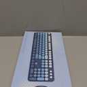 Wireless Keyboard and Mouse Combo, Retro Typewriter Keyboard with Round Keycaps, Full-Size Ergonomic, Blue, Ideal for Windows PC, Home, Office, and College, Wireless Keyboard Mouse Combo